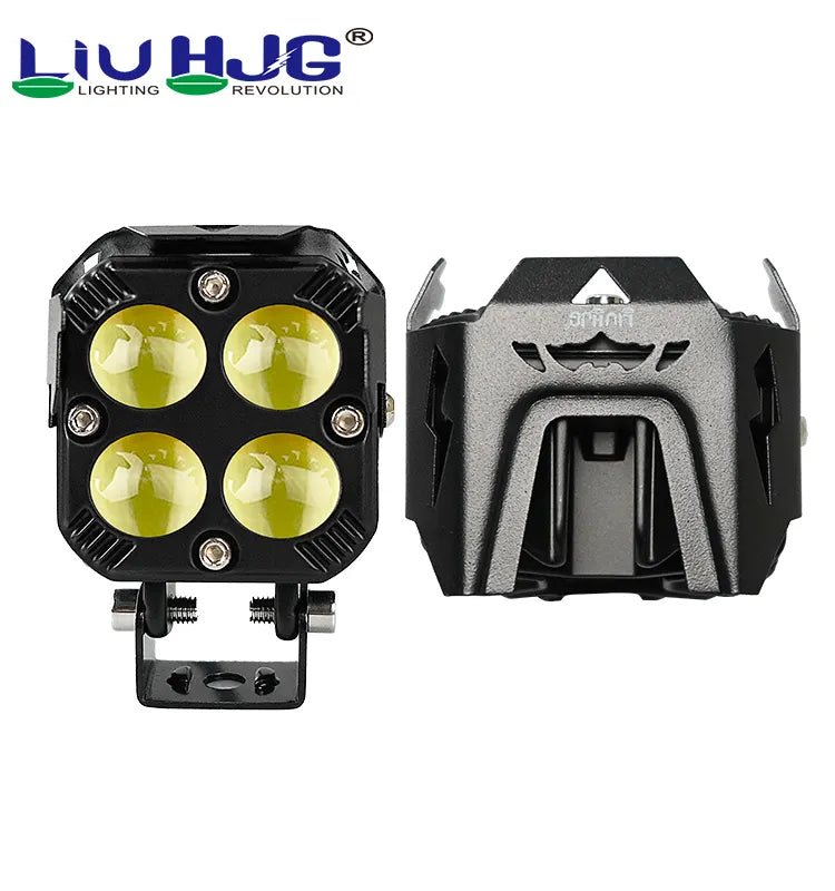 Sparewick Auxiliary Lights- HJG Square 4 Projector (White+Yellow) with Clamps | Sparewick