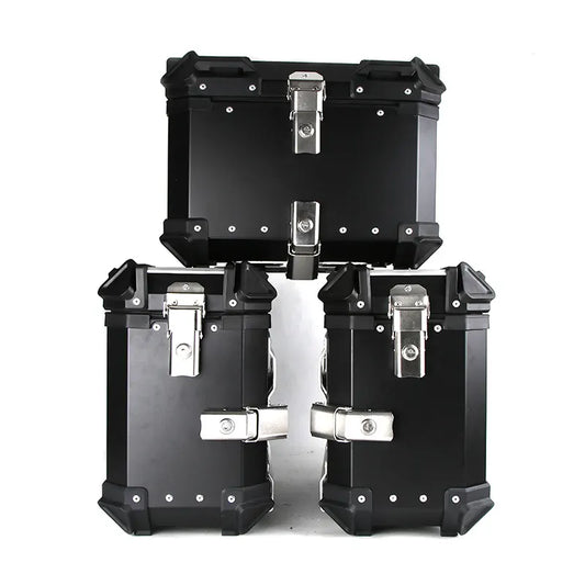 Aluminium Panniers - Set of 3 (Top box 46 Litres and Side 38 Litres Each ) Black - Premium  from Sparewick - Just Rs. 31990! Shop now at Sparewick