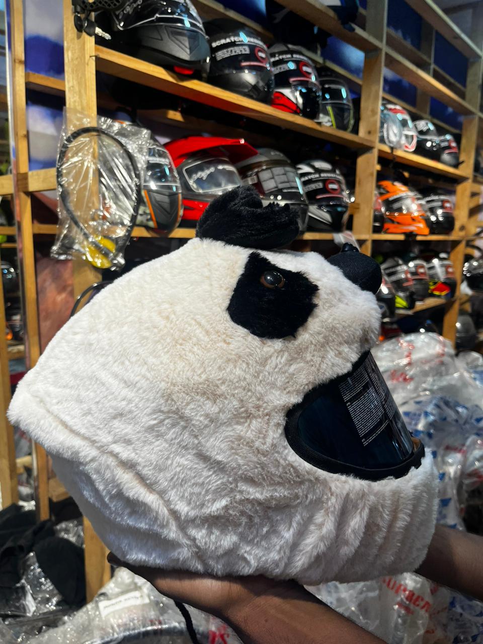 Helmet Cover- Panda/ White - Premium  from Sparewick - Just Rs. 1800! Shop now at Sparewick