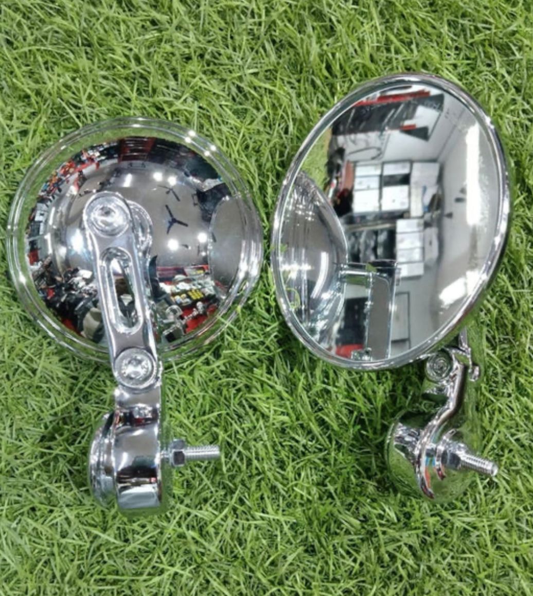Sparewick Side Mirrors- Premium Jawa Style Big Mirrors- Chrome | Sparewick
