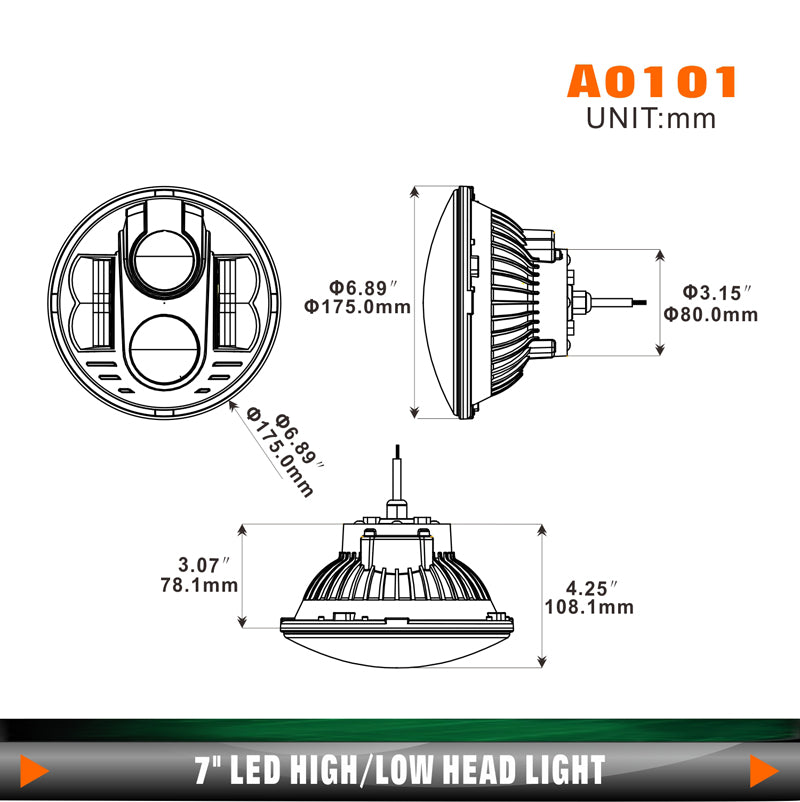 4 Led New Headlight-7 Inch(6 Months Warranty) - Premium Headlights from Sparewick - Just Rs. 2700! Shop now at Sparewick