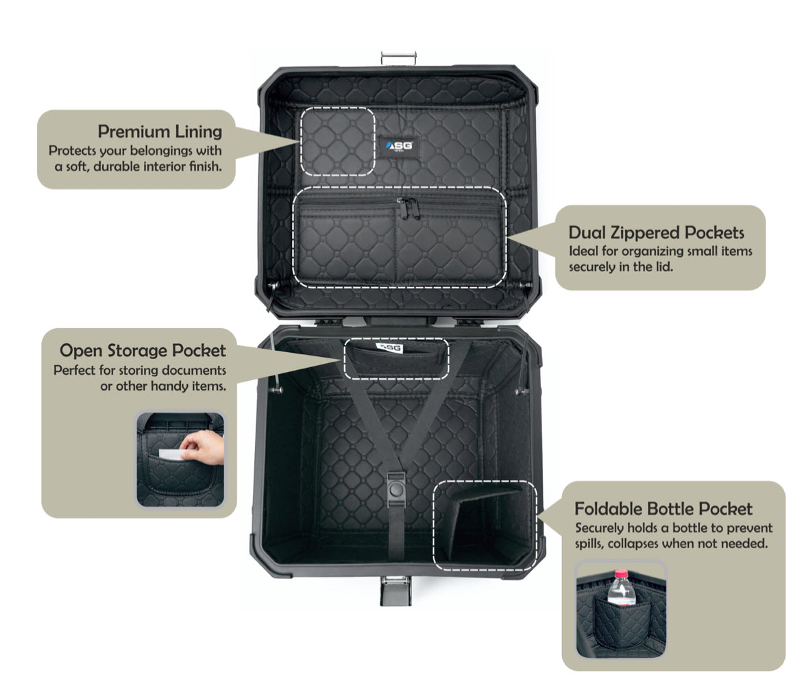Sparewick - Asg Aluminium Top Box 45 Litres (Sand Gray) | Sparewick