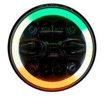 Load image into Gallery viewer, 11 LED Tiranga Headlight-7 Inch (6 months warranty) with Indian Flag Colour DRL on
