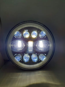 11 LED Tiranga Headlight-7 Inch(6 Months Warranty) with High Beam on