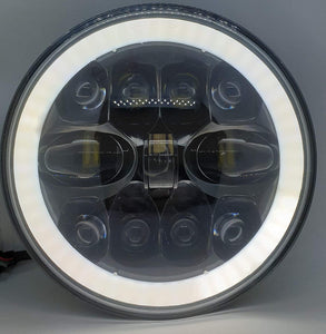 11 LED Tiranga Headlight-7 Inch (6 Months Warranty) with White DRL on