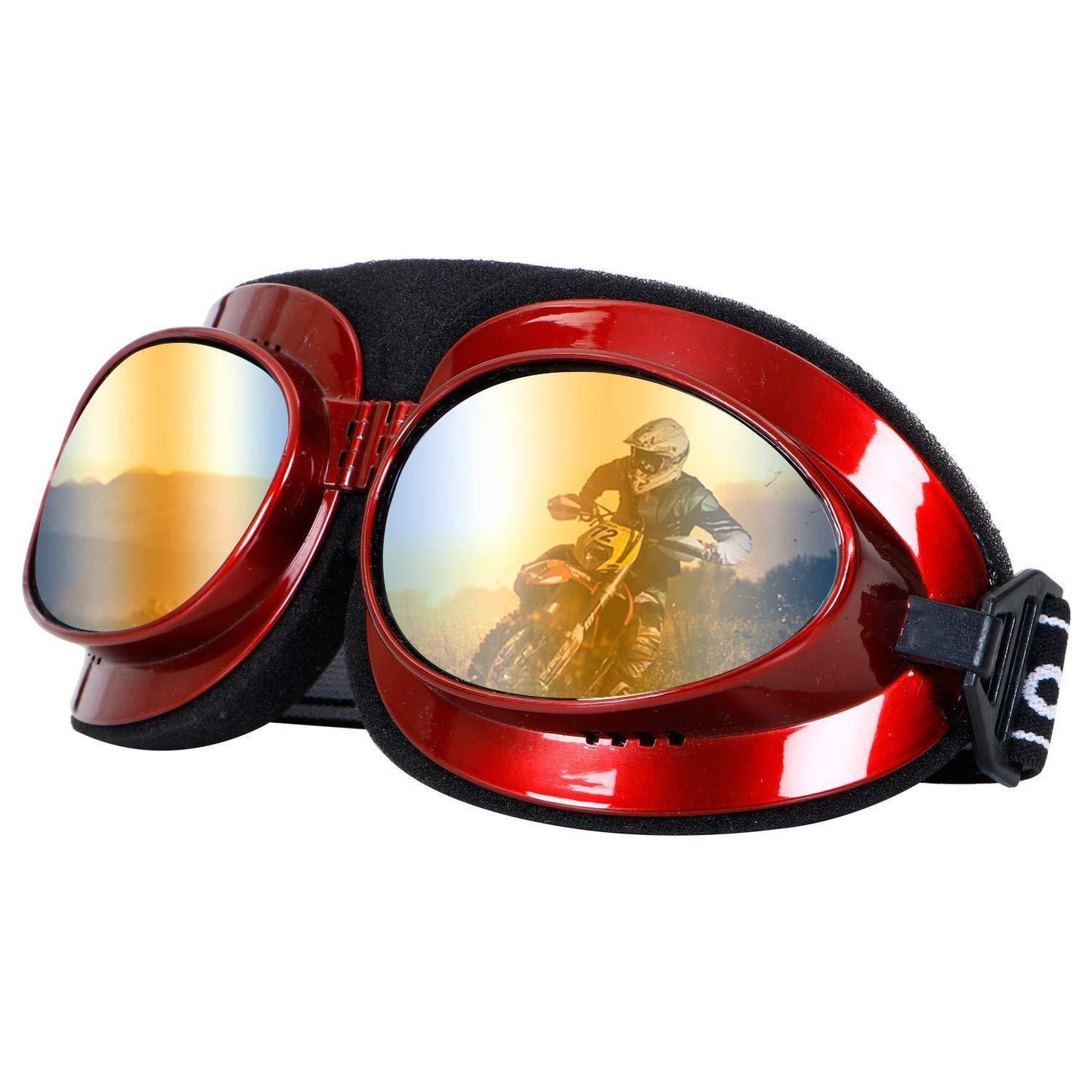 ATV Dirt Bike Racing Goggles with Adjustable Strap Red - Premium Safety Gears from Sparewick - Just Rs. 650! Shop now at Sparewick