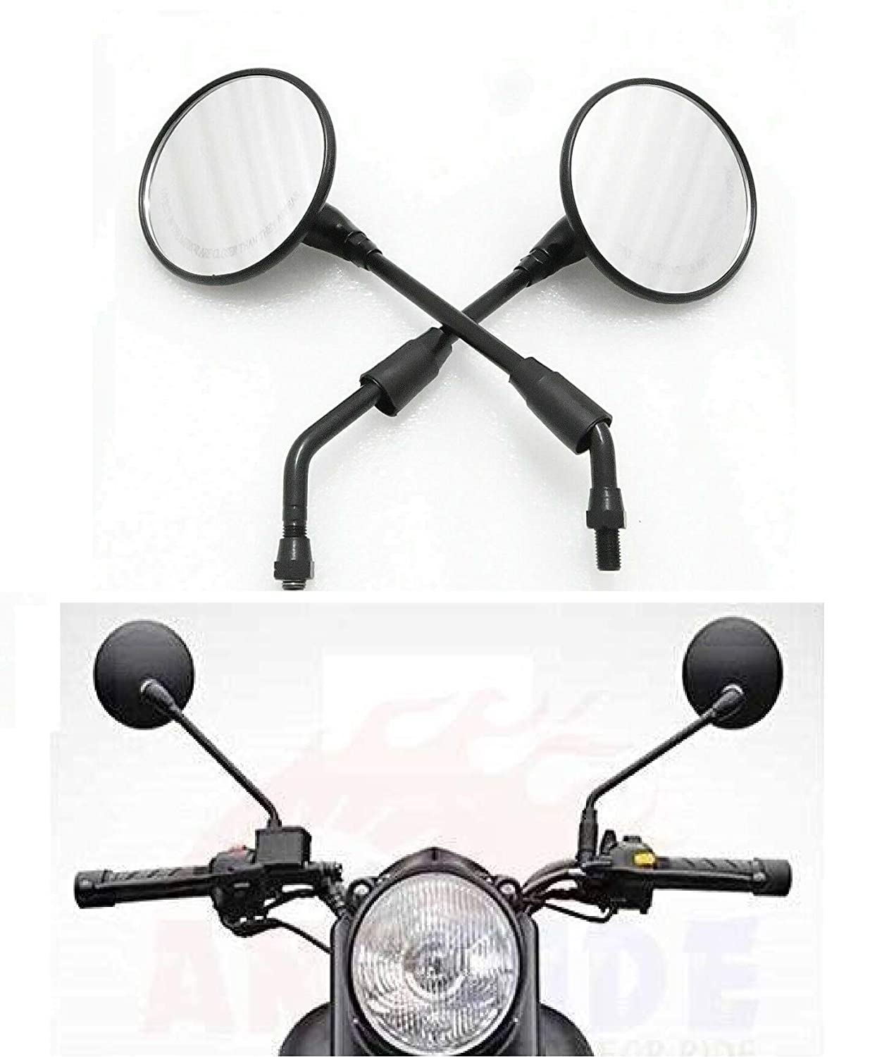 Long Round Mirror-Black - Premium Side Mirrors from Sparewick - Just Rs. 690! Shop now at Sparewick